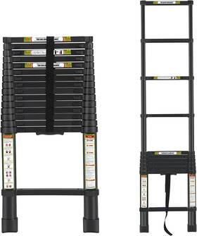 Rikade 630456802967 Extension Ladder 20.3ft Aluminum Telescoping 6.2m/20.3ft Black
