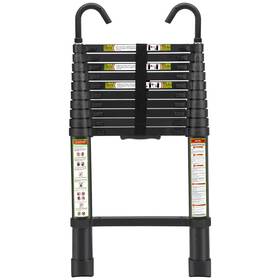 Rikade 702999738055 Telescopic Ladder 10.5ft Aluminum Telescoping 10.5 Ft Black