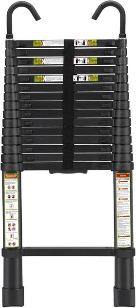 Ggt-062 Rikade Telescopic Ladder 20.34ft Aluminum Telescoping 20.3 Ft Black