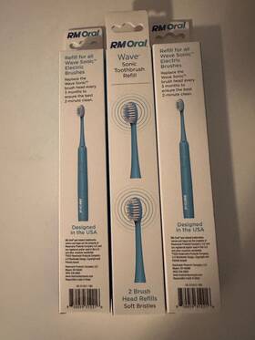 02-31219-192 Rm Oral Wave Sonic Replacement Toothbrush Refills Soft 3 Packs Of 2 Count Blue
