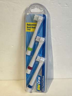 Rm Oral 851944007415 Battery Powered Toothbrush Replacement Brush Heads - White 3 Pack New