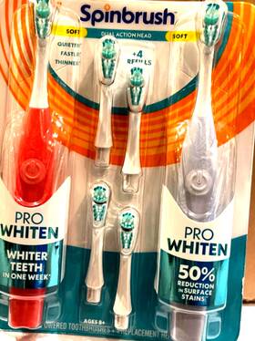 Sipinbrush 766878999685 Spinbrush Pro Whiten Dual Action Head 2 Brushes -plus 4 Refill