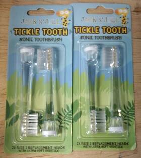 Sonic 312657221082 Jack Nft Jill Replacement Heads Toothbrush Tickle Tooth 2 Pack Lot Of