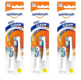 Spinbrush 766212000800 3 Pack Pro Clean - 6 Replacent Heads Soft Bristle Free Shipping