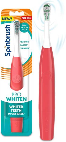 Spinbrush 766878400037 New Pro Whiten Battery Powered Electric Toothbrush For Coral