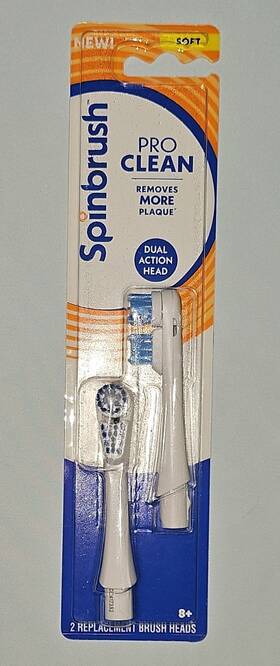 Spinbrush Sbbk-99970-01na Pro Clean Rotating Replacement Brush Heads 2 Pack Soft Bristles