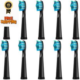 Vg-00gf-jlih Teeteck 10pc Toothbrush Heads Compatible With 10 Count Pack Of 1 10pcs-black Med