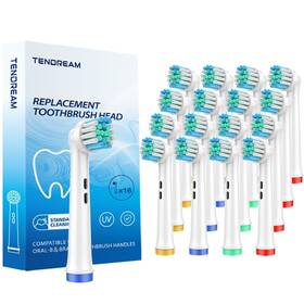 Tendream T17x-16 Replacement Toothbrush Heads Compatible With Oral 1 Count Pack Of 16 White
