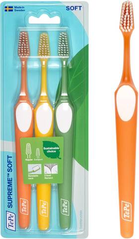 352201 Tepe Supreme Toothbrush Soft Bristle Tapered Brush Head For