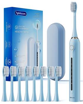 Tgbhcom 738253215833 Blue Electric Toothbrushes With 8 Brush Heads 1 Count Pack Of