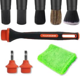 Tianzone 768477280980 9pcs Car Drill Brush Set 5pcs Attachment Heads For Cleaning Air Vent Automotive