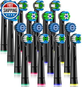 Cofa-25-16b Toothbrush Head For Oral B Professional Replacement Brush Heads Braun 16 Pcs Black