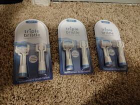 Tb-04 Triple Bristle Inc 3 Three New Official Toothbrush Replacement Brush Heads Blue
