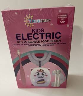 True City 445001029095 Trueocity Kids Electric Rechargeable Toothbrush Unicorn Age 2-12