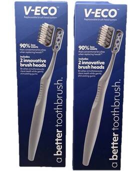 V-eco 840055402158 Replaceable Brush Head System 2 Sets Of Innovative And Heads New