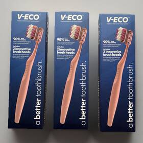 V-eco 840055402196 3 Packs Of Toothbrushes 6 Replacement Heads. Unique V-shaped Bristles