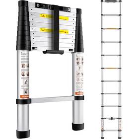 Vevor 197988064558 Telescoping Ladder 10.5 Ft Aluminum Extension Silver