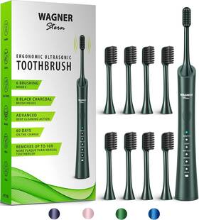 Ws-797 Wagner Stern Ultrasonic Whitening Electric Toothbrush With 8 Charcoal Green