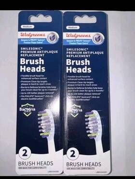 Walgreens 049022154681 2 - Smilesonic Premium Antiplaque Replacement Brush Heads 2-pack New