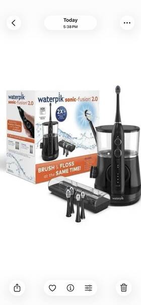 Sf-03w042-2 Waterpik Sonic-fusion 2.0 Flossing Electric Toothbrush With Water Flosser Combo
