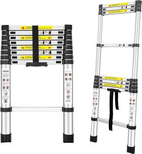 En131 Ya Mi 762926327967 Telescoping Ladders 8.5ft/2.6m Standards Aluminum Silver