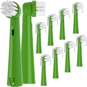 Ympbo 711181864236 10-pack Replacement Brush Heads For Brusheez Kidsft Electric Toothbrush Green