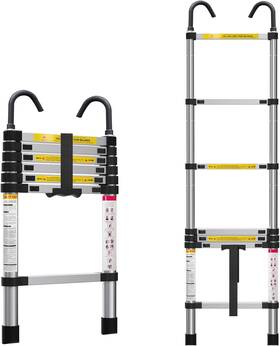 Zenascend 769083393378 6.6ft Telescoping Ladder Lightweight Collapsible 6.6 Ft Aluminum