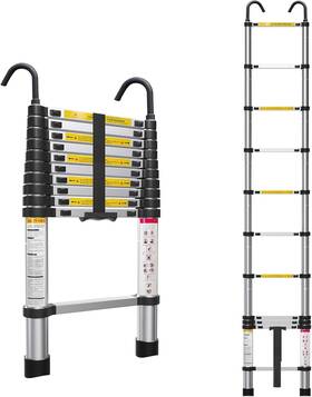 Zenascend 769083393408 10.5ft Telescoping Ladder Multi-purpose Collapsible 10.5 Ft Orange