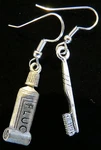 Dentist Toothbrush Toothpaste Earrings Dental Hygienist Oxidized Matte Silver. Fixed Price $13.00.