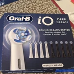 Oral-b Io Deep Clean Replacement Heads 9-PACK Reminder Bristles White Black. Fixed Price $15.00.