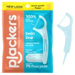 Plackers Twin Line Dental Flossers Advanced Whitening Zip Seal Cool Mint 75 Ct. Fixed Price $9.42.