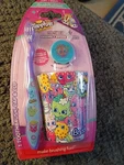 New, Shopkins Buddies 3 Pc Set Soft Toothbrush, Rinsing Cup, And Cap. Fixed Price $7.99.