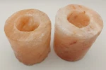 2 Natural Himalayan Salt Candle Holders 3.5" Tall Rustic, Used. Fixed Price $13.00.