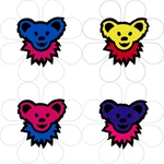 Sticker Set Of 4 - Bear Head Daisy Flower Cute Hippie Hippy 60S Decal Gift Pack. Fixed Price $9.99.