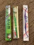 3 Vintage Toothbrushes Butler Gum Toothbrush, Py-co-twin Head, Hotel. Fixed Price $16.00.