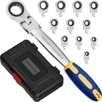 Flex Ratcheting Wrench Set 8-19MM Interchangeable Heads. Fixed Price $35.99.