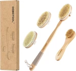 Dry Brushing Set - Natural Boar Bristle Body & Face Brush, Wooden Long Handle Sc. Fixed Price $15.87.