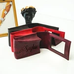Personalized Genuine Leather Travel Makeup Mirror Case, Compact Cosmetic Holder. Fixed Price $19.90.