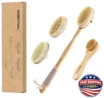 Dry Brushing Set - Natural Boar Bristle Body & Face Brush, Wooden Long Handle Sc. Fixed Price $21.49.