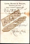 1873 Pittsburgh Pa - Lewis Oliver & Phillips Hardware Rare Letter Head Bill. Fixed Price $195.00.