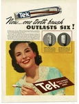 1939 Tek Toothbrush Care Pretty Smiling Woman Dental Vintage Print Ad. Fixed Price $13.95.