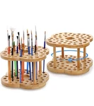Foraineam 2 Pack Rotating Paint Brush Holder 53 Holes Bamboo Natural Color. Fixed Price $29.99.