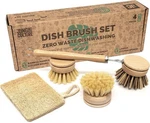 4 Piece Bamboo Dish Set For Washing Up Long Lasting Wooden Brush.... Fixed Price $28.50.