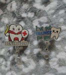 Dental Assistant Retractable Clip Badge Reel Cute Tooth Id Card Holder 2 Pack. Fixed Price $12.50.