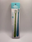 Hello Blue + Green Bpa-free Toothbrush, Twin Pack, Soft Tapered Bristles New. Fixed Price $5.94.