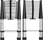 Wflnhb 14.5 Telescoping Ladder One Button Ft, Silver, Black. Fixed Price $146.66.