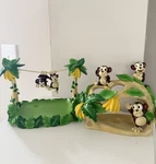 Jungle Monkey Toothbrush 3 Holder And Matching Soap Dish Kids Bath Decor. Fixed Price $20.00.