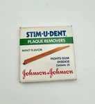 Vintage Johnson & Stim-u-dent Plaque Removers Picks Mint Flavor 1989. Fixed Price $15.00.