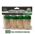 Wooden Toothpicks 4 Pack Dispensers Ideal Kitchen Round Natural Set. Fixed Price $6.99.