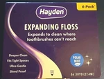 Hayden Expanding Dental Floss. Expands To Clean Between Tight Teeth. 6 Pack Valu. Fixed Price $24.00.
